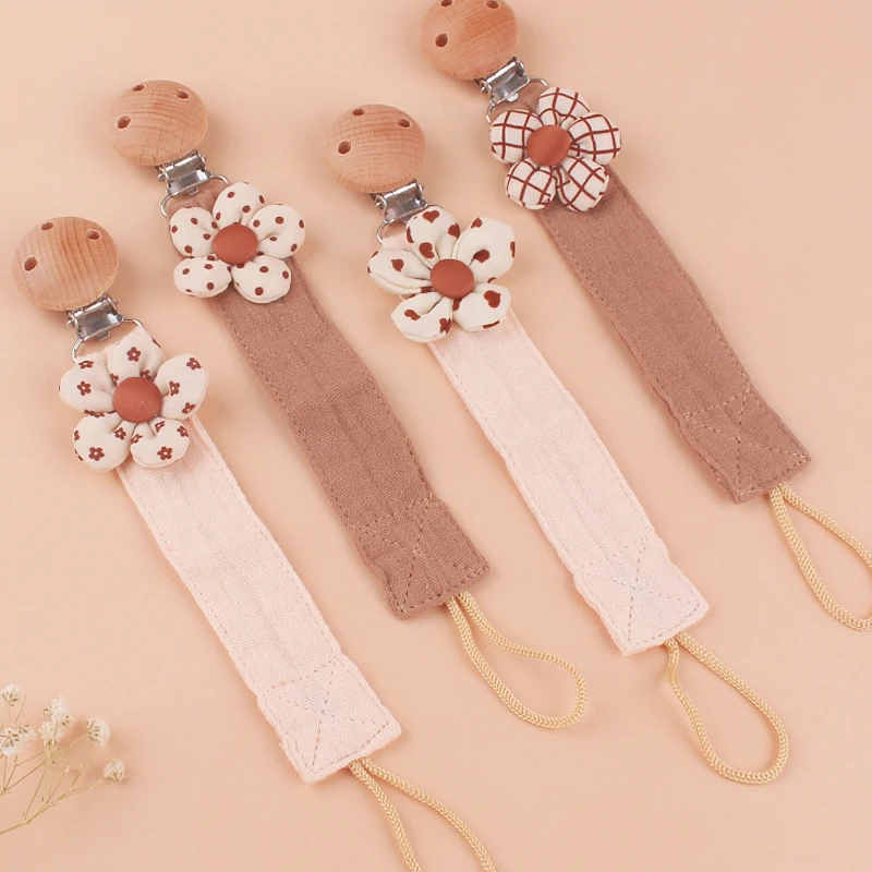 

Pacifier Clip Chain for Baby Cloth Flower Kids Soft Handmade Pacifiers Holder Chain Teether Nipple Dummy Clips Newborn Shower