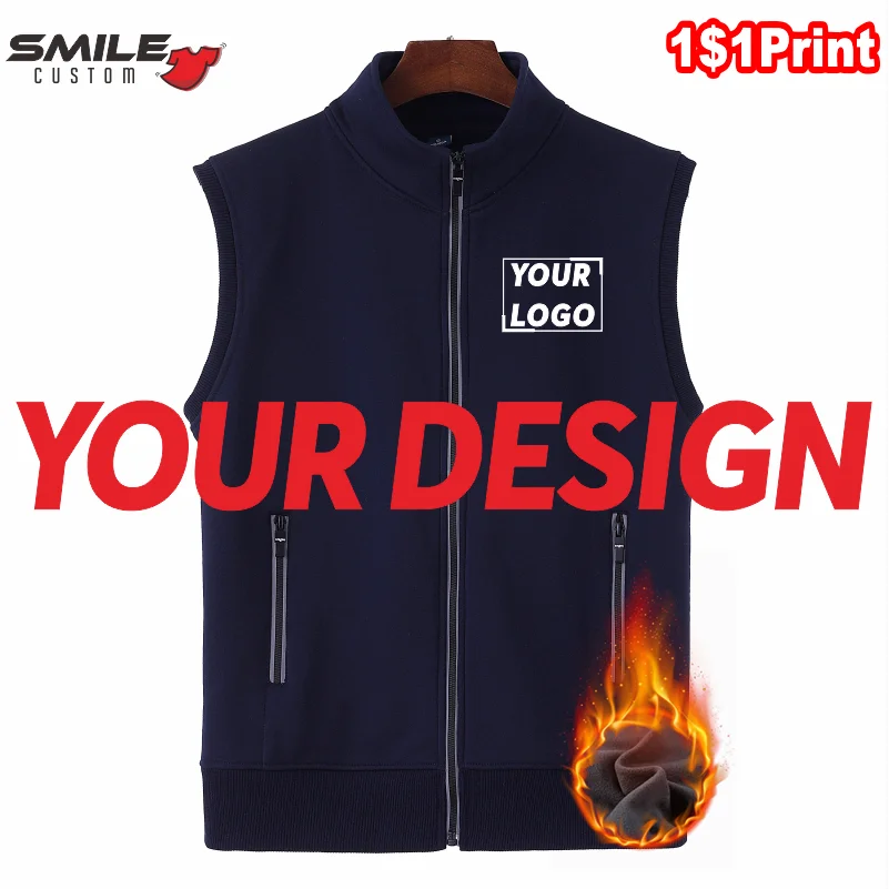 Winter Sleeveless Reflective Vest Custom Logo Casual Men and Women Fleece Warm Jacket Embroidery Text Company Design Print Brand 100pcs customize your logo transparent sticker printing white text personalized customization design your own stickers