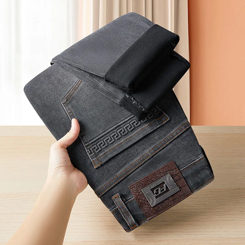 Gray Jeans Men's Spring and Autumn Trends High-End Affordable Luxury Men's Clothing Fashion Brand Slim Fit Long Skinny Pants 5