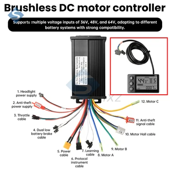 1500W 36V/48V/64V E-Bike Controller Display LCD a onda sinusoidale per S866 SW900 890 V888 Kit motore brushless per scooter Ebike impermeabile