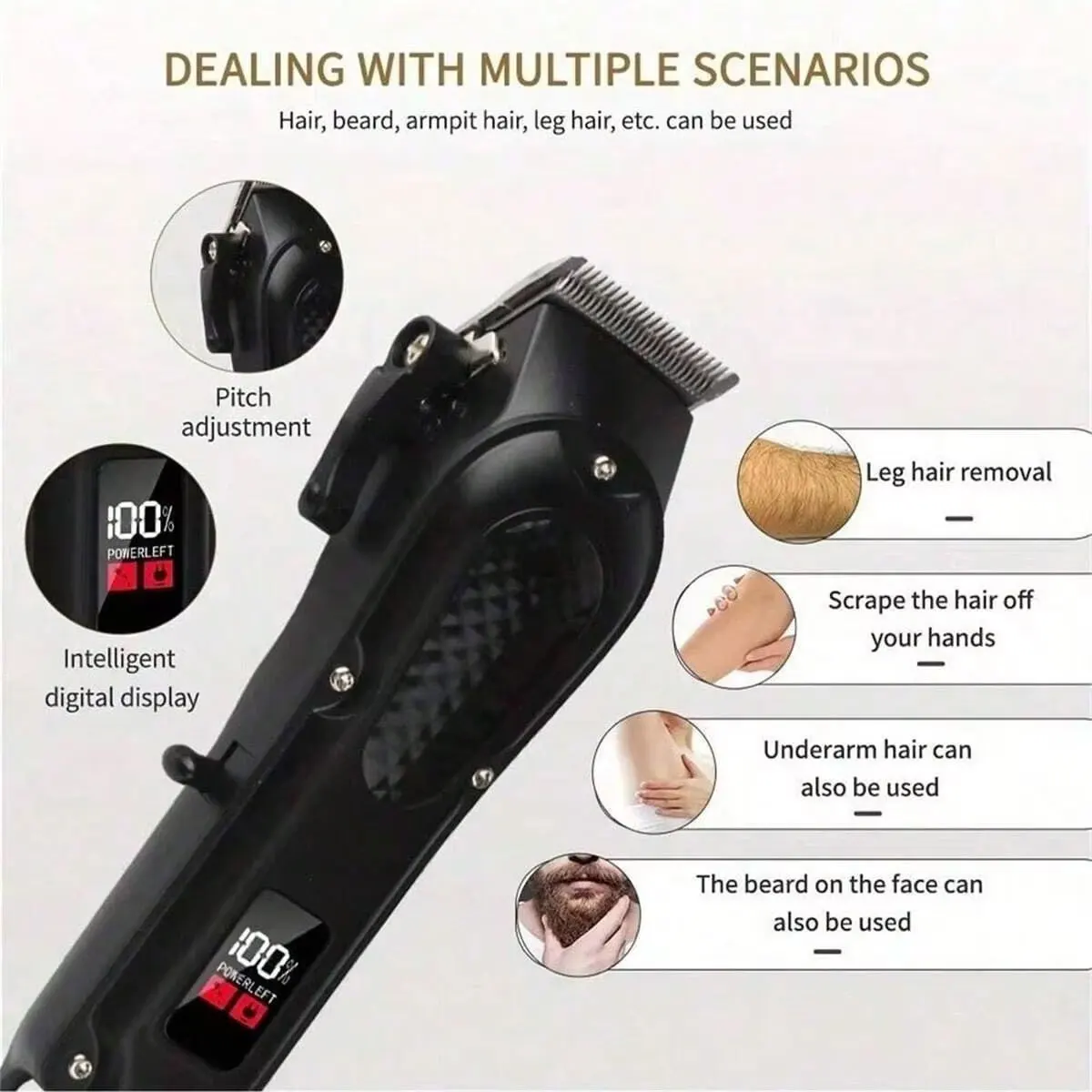 Rechargeable Hair Clipper and Beard Trimmer for Men