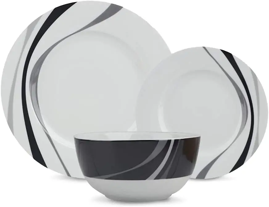 18-Piece Dinnerware Set for 6, Microwave & Dishwasher Safe Plates Bowls Dishes Complete Kitchen