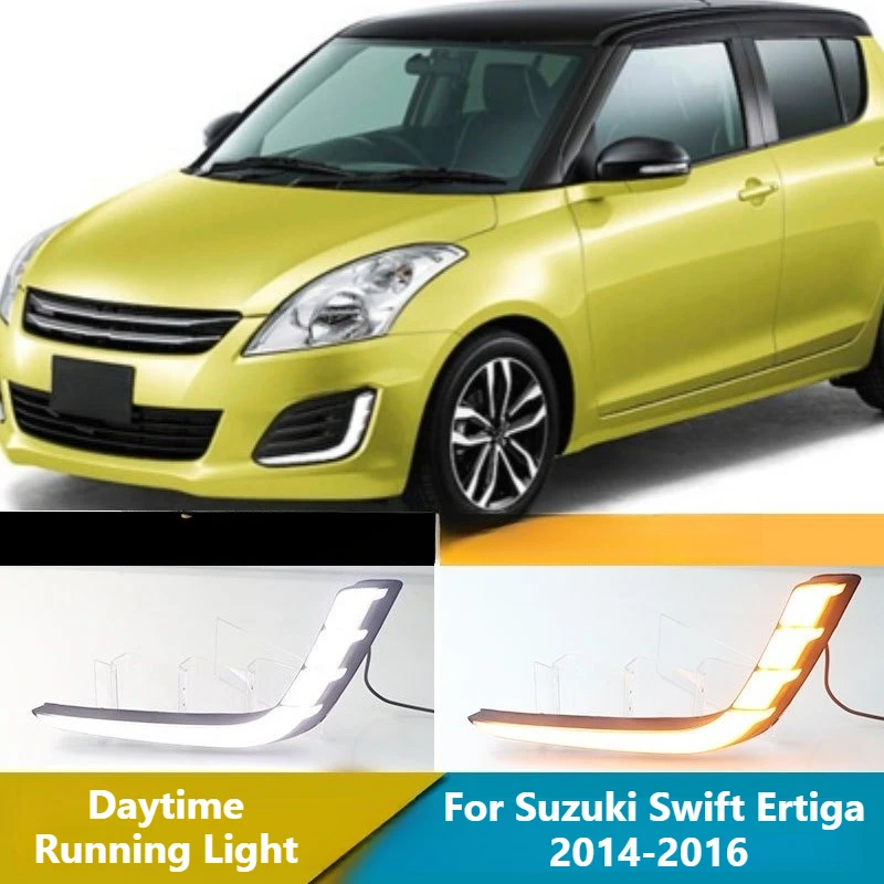 For Suzuki Swift Ertiga 2014-2016 Car Led Daytime Running Light DRL Yellow Turn Signal Front Fog Light Modified 12V Daylights detail image 1