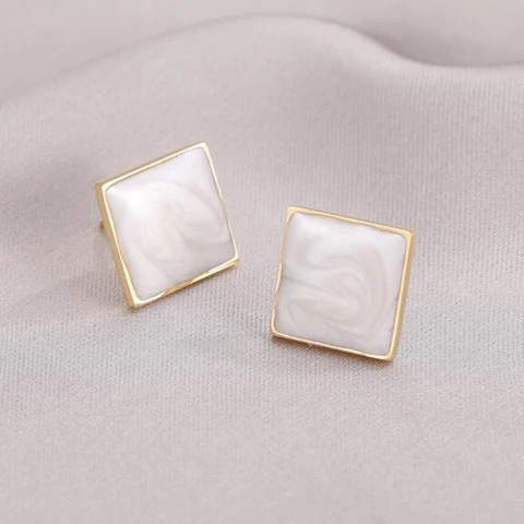 Fashion Korean Colorful Enamel Square Glaze Stud Earrings For Women Beautiful Simple Geometric Earrings 2022 Trendy Jewelry