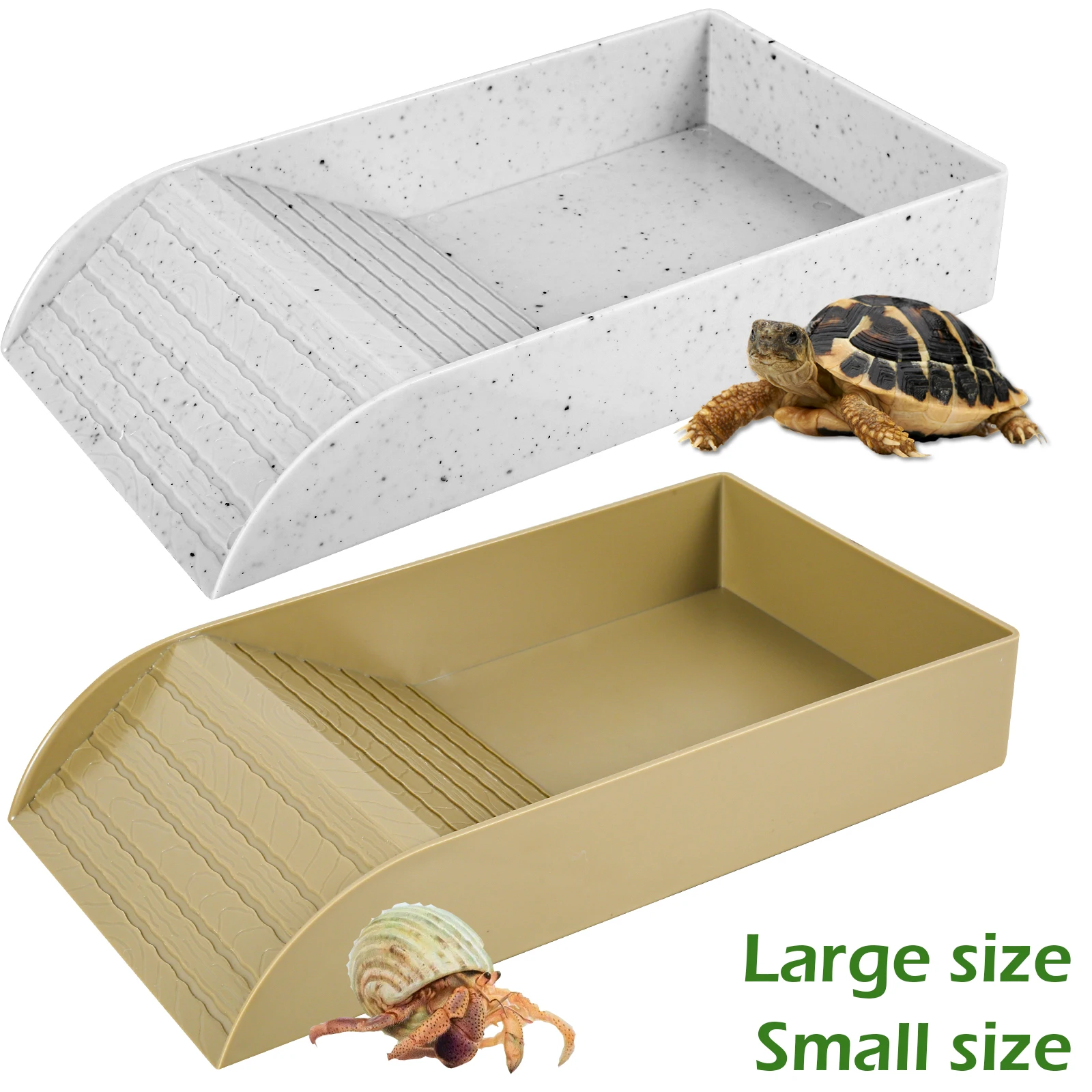 Tortoise Anti-Slip Ramp Platform Reptile Food Dish Water Food Bowls ...