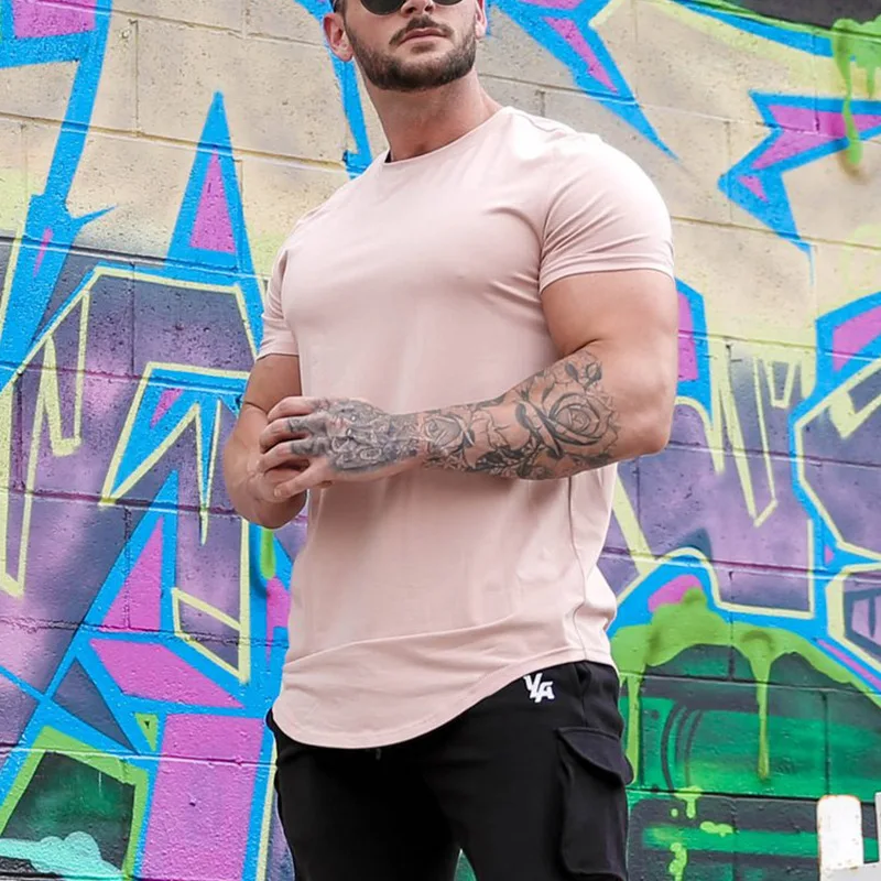 T-shirt sportiva da fitness da uomo Bodybuilding manica corta camicia da allenamento allenamento Sport corsa palestra T-shirt estiva Top Tee Rashgard - immagine 2