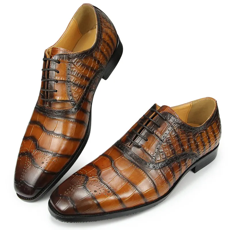 2023 High Quality Oxford Style Dress Men Shoes Brogue Wedding Office Footwear Genuine Leather Lace-up Natural Handmade Size 44