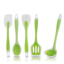  5Pcs/Set Food Grade Silicone Translucent Non Stick Shovel Spoon Cooking Utensils Heat Resistant Kitchen Tools Gadgets 