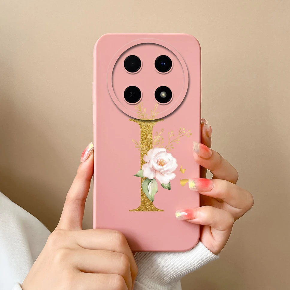 Elegant Floral Letter Design Soft Silicone Protective Phone Case Cover