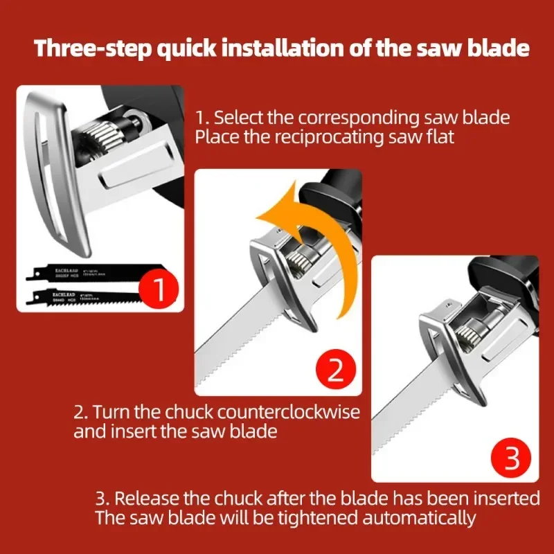 Cordless Reciprocating Saw For Dewalt 18V 20V Battery Electric Cutting Saber Saw Wood Metal Pipe Cutting Power Tools（No Battery） 5
