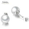 Pearl Stud Earrings for Women Screw Stainless Steel Earrings 8mm WhiteTiny 20G Piercing Sleeper Mens Fashion Tragus Ears 1