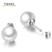 Pearl Stud Earrings for Women Screw Stainless Steel Earrings 8mm WhiteTiny 20G Piercing Sleeper Mens Fashion Tragus Ears 1