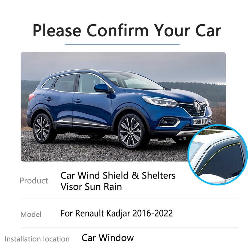 Windscreens für Renault Kadjar 2016 ~ 2022 2021 2020 2019 Zubehör  Deflektoren Auto Seite Windows Visiere Regen Augenbraue Wachen Wind -  AliExpress