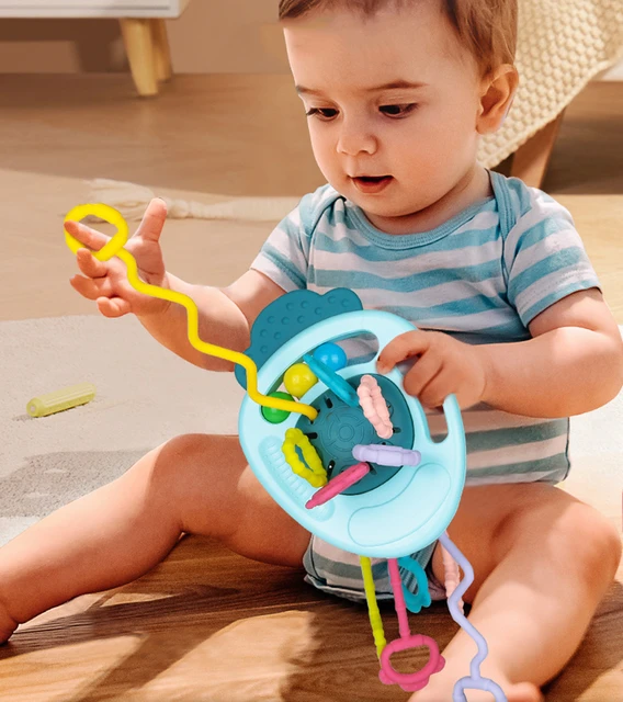 Sonajero de silicona Montessori para bebé, juguetes de dentición de 1 año  para bebés de 6 a 12 meses - AliExpress
