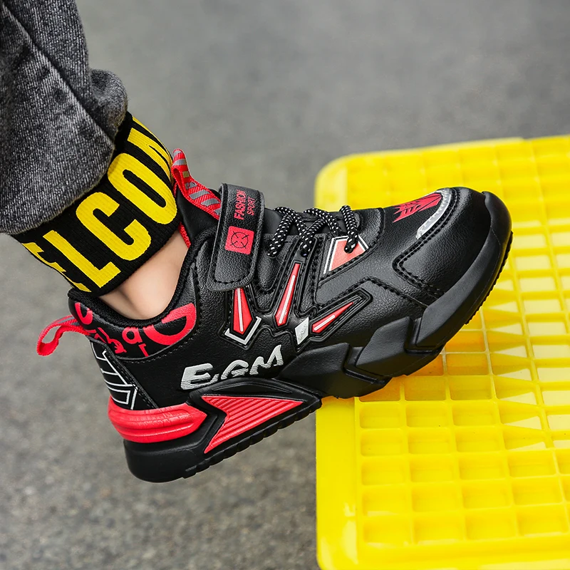Children's leather coordinated sports boys' casual outdoor shoes, running tennis, fashion, all seasons_voghion.com