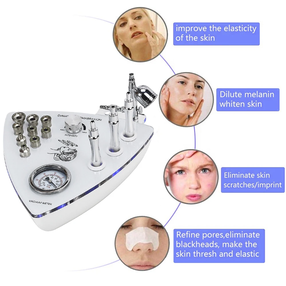 Microdermabrasion Machine Diamond Tip Water Spray Exfoliation Wrinkle Beauty Skin cleaning Tool Suction Black head Device blackhead remover