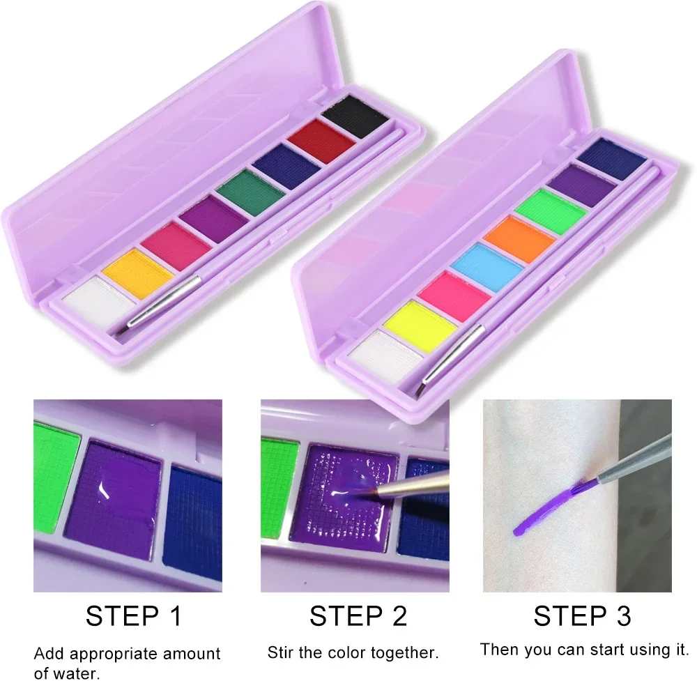 8 Colori/Scatola Eyeliner Attivato Dall'Acqua Palette Di Ombretti Luce Uv Penna Eyeliner Reattiva Al Neon Glow In Dark Eye Makeup Pigment Blue