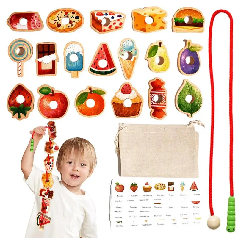 Toddler Threading Toys Preschool Stringing Toy Fruit Food Theme Fine Motor Skill Toys Preschool Early Educational Lacing Toys