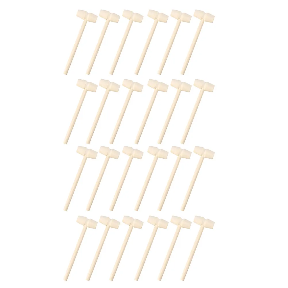 30Pcs 나무 미니 망치 단단한 나무 안전한 어린이 손 힘 훈련  조정 교육 놀이 나무 망치