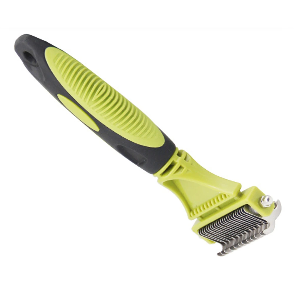 Pet Dematting Comb、 2 Sided Professional Undercoat Rake、 Cats & Dogs 、Stainless Steel Screw Fixation