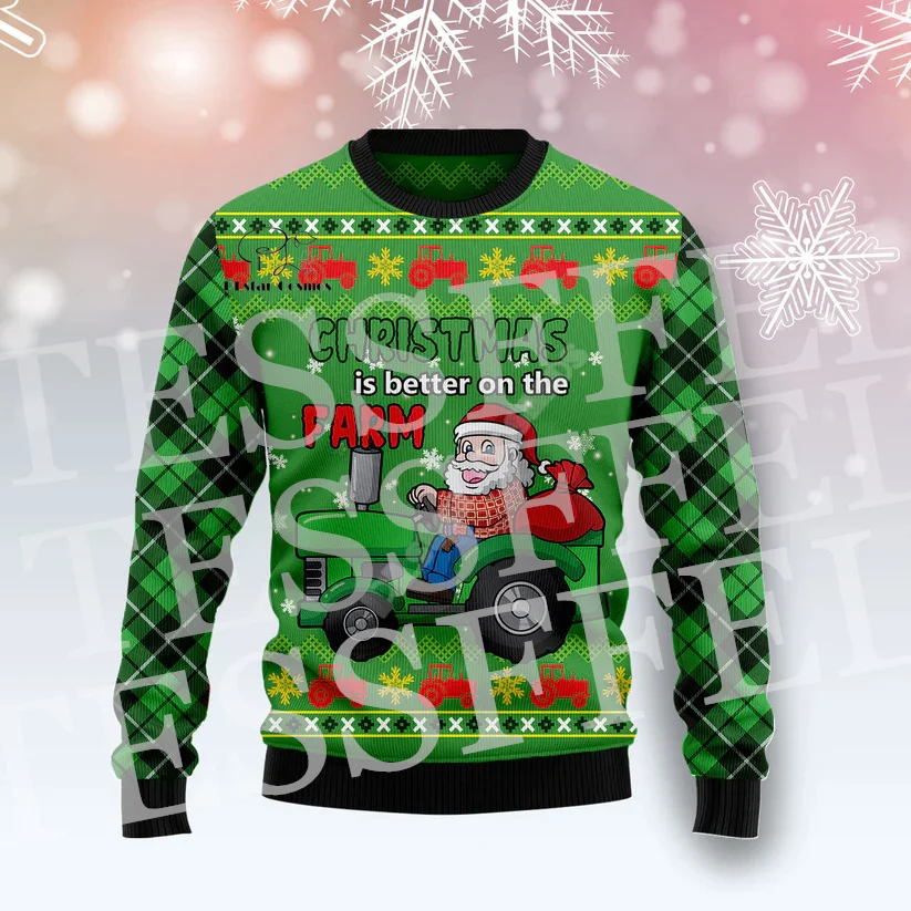 Suéter feo de punto con diseño de Papá Noel para Navidad, divertido, de dibujos animados de anime, estilo vintage, con grafiti, de manga larga, con estampado 3D, estilo Harajuku V8