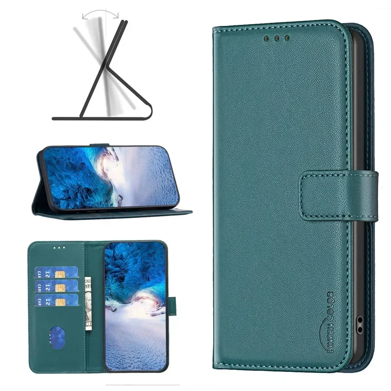 Leather Flip Wallet Phone Case with Magnetic Card Slots and Cover