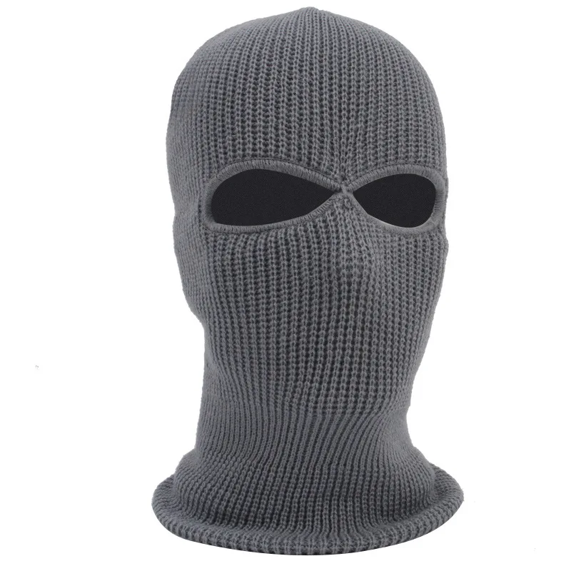 2-Hole Knitted Full Face Cover Cap Ski Neck Gaiter Winter Balaclava Warm Knit Beanie for Outdoor Sports Funny Party Riding Hat