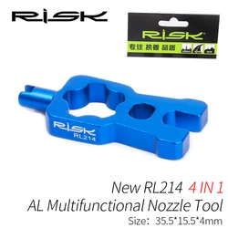 Universal 4-in-1 Bike Valve Core Wrench with Presta Caps - Portable Bicycle Repair Tool Set (RISK RL214)