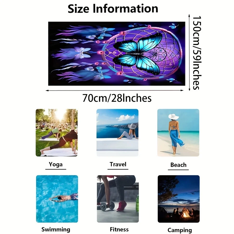 Bath Towel Cotton Beach Towel Butterfly Beach Towel Super Soft Absorbent Extra Large Travel Towel for Sports Pool Swimming Pool Bathroom Camping