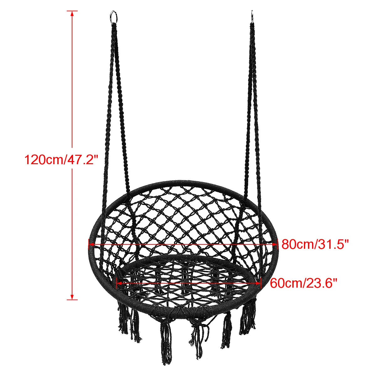 150KG Hammock Hanging Swing Chair Durable Knitted Macrame Swing Chair with Tassels Max 330 Lbs 2 Ways to Hang for Bedroom Garden 5