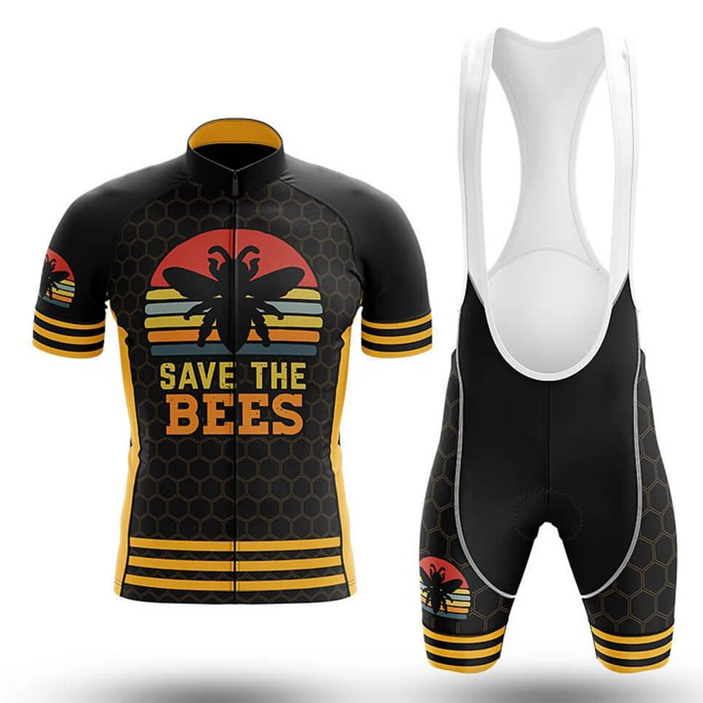 

Велосипедный комплект Save The Bees, шорты и нагрудники, велосипедная Джерси, велосипедная рубашка с коротким рукавом, одежда для езды на горном велосипеде
