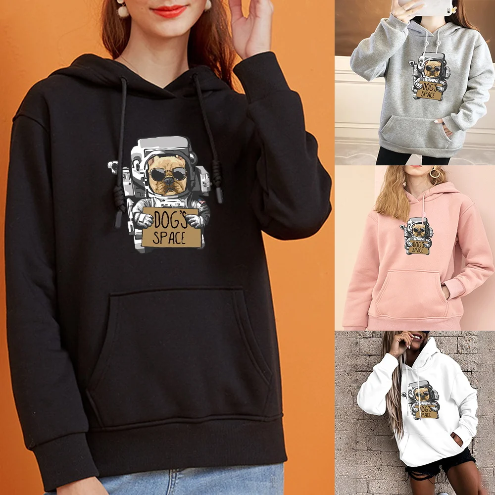 Womens Clothing Street Sweatshirt Hoodie Astronaut Printing Long Sleeves Casual Baggy Ladies Tops Autumn Sports Pullover Tops