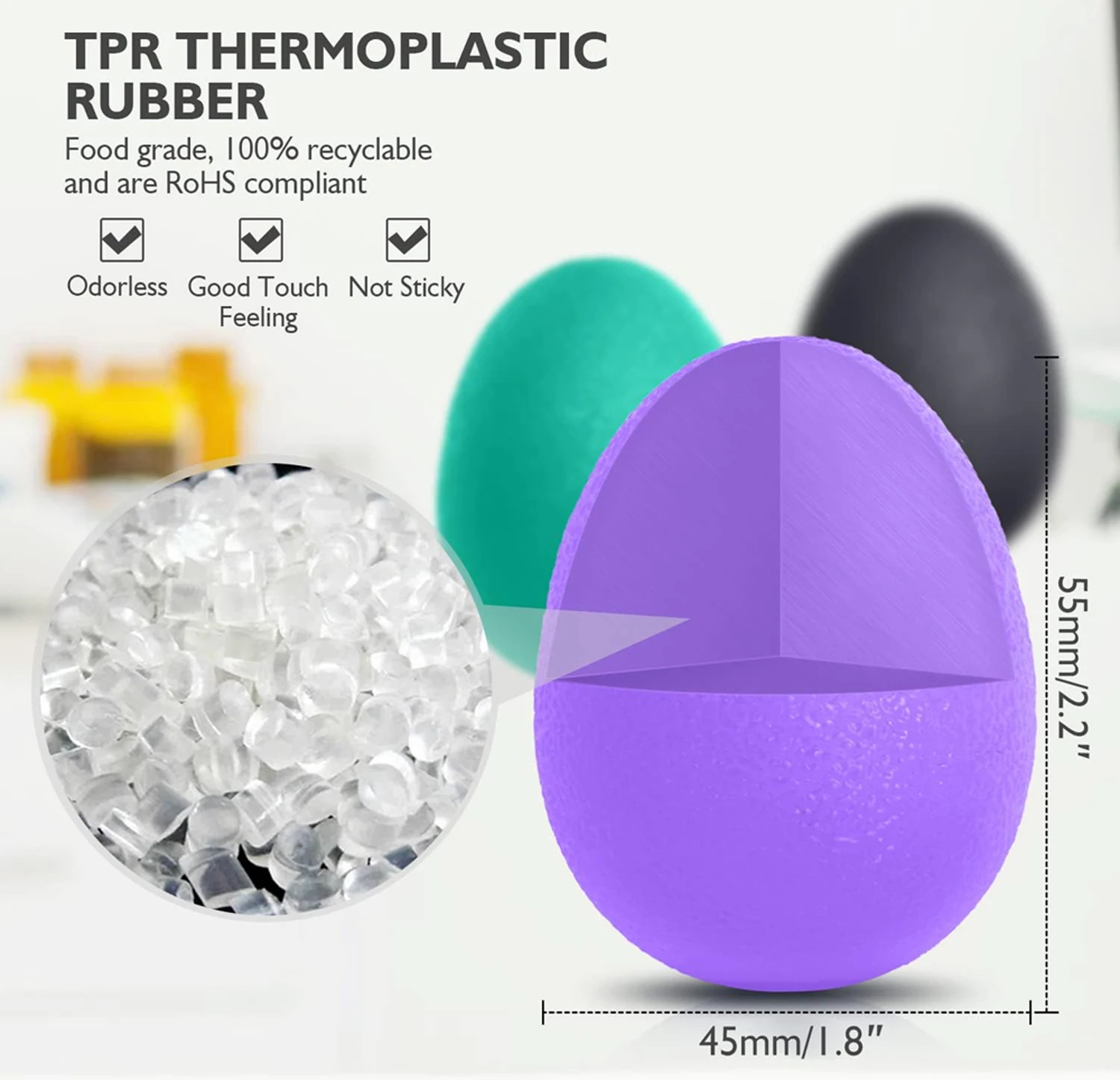 Description Picture 5 of itemSilicone Hand Grip Ball Egg Gym Fitness Finger Heavy Exerciser Strength Muscle Recovery Gripper Trainer Stress Reliever Squeezer