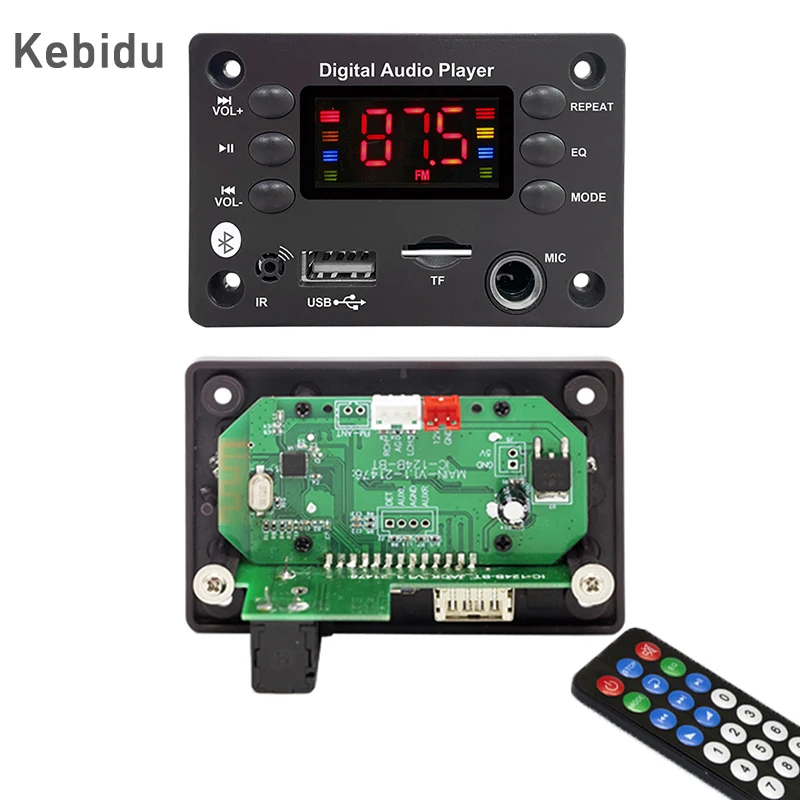 Car Multimedia Player Car Radio Car Radio Player Car Music Player MP3 Music Player 5-12V Bluetooth 5.3 MP3 Decoder Board Wireless Car Audio USB TF FM Radio Module Color Screen MP3 Player with Remote Control