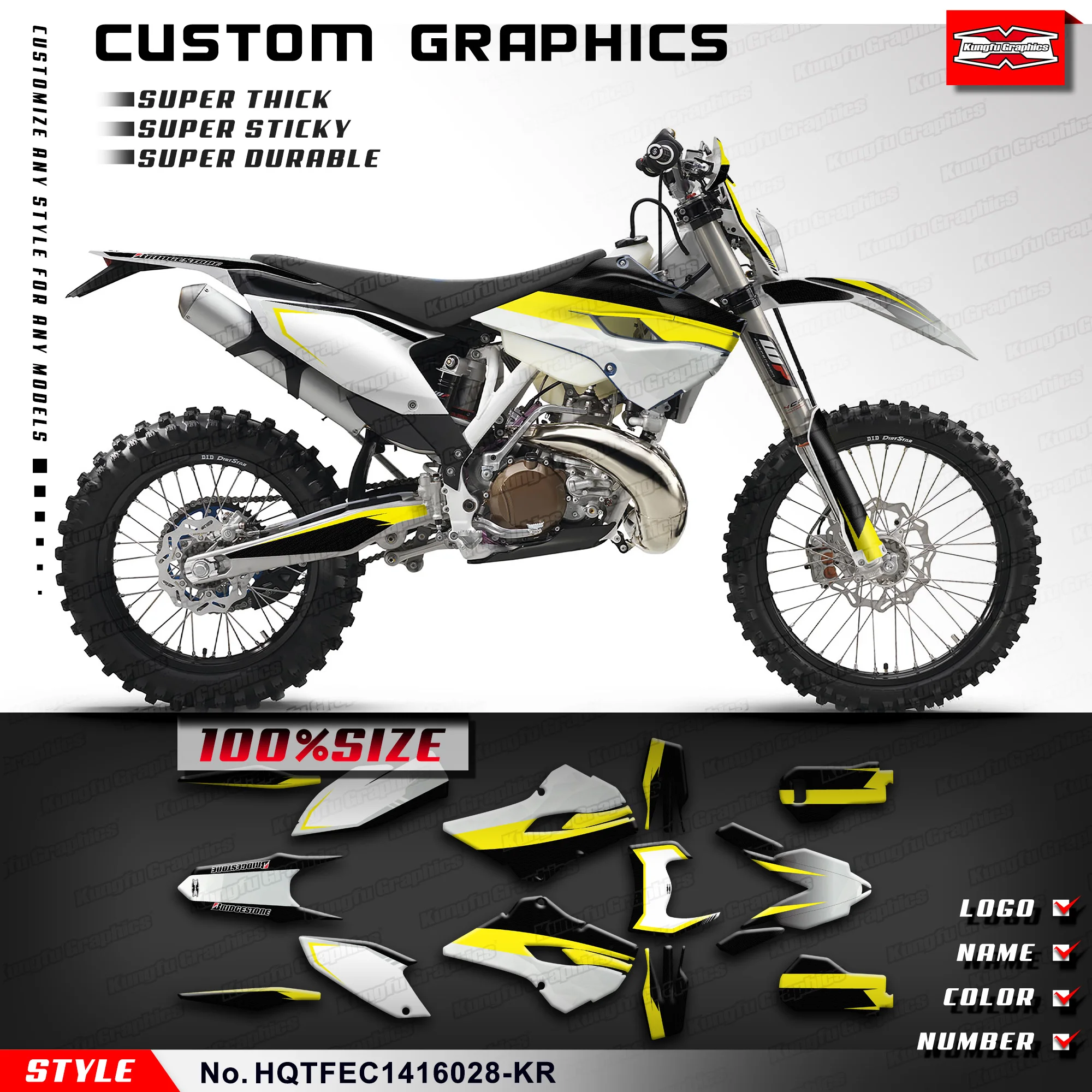 

KUNGFU GRAPHCS Restyle Dirt Bike Stickers Kit for Husqvarna TE FE TC FC 125 250 300 350 450 501 2014 2015 2016