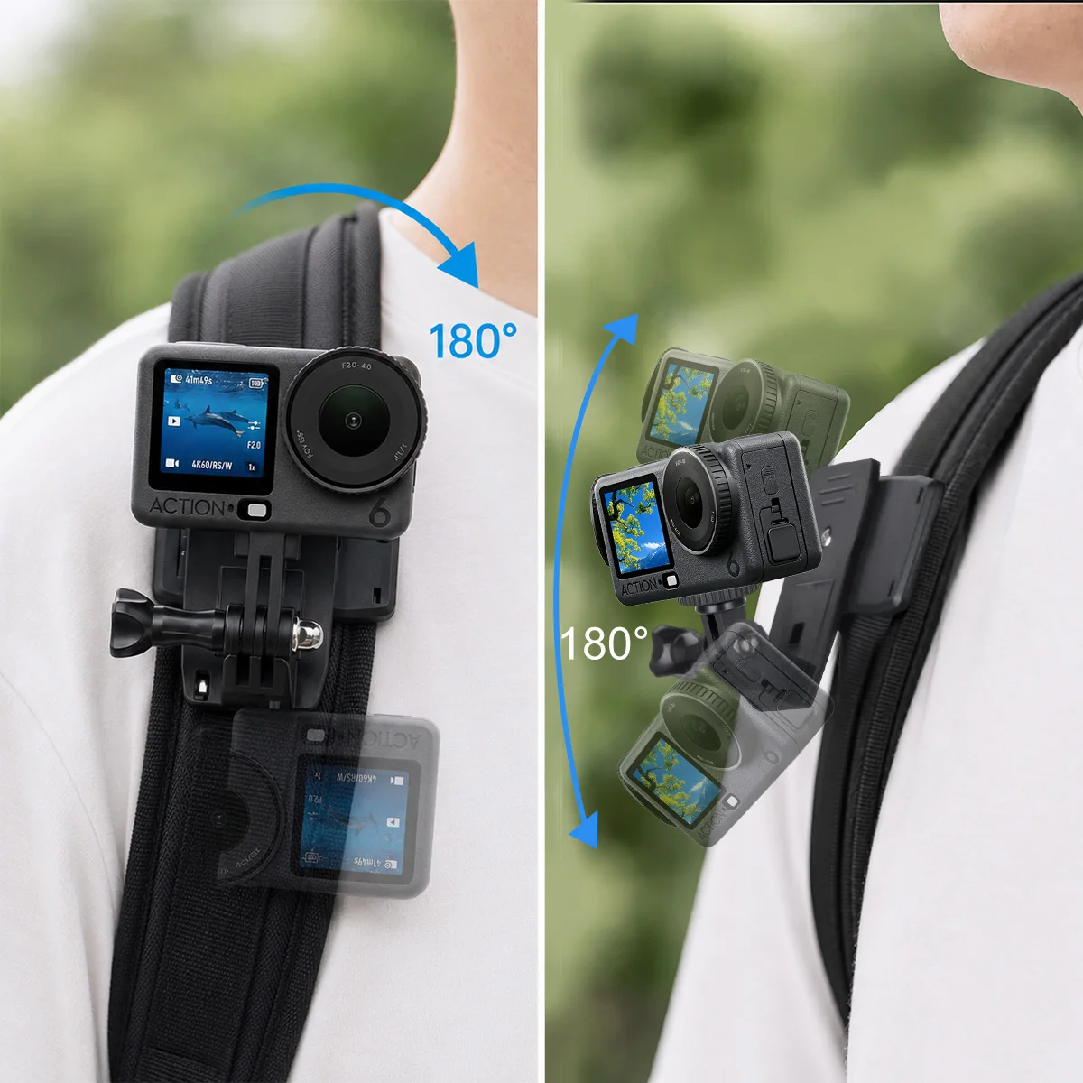 Kit di Accessori per Action Camera Compatibile con GoPro Hero 13/12/11/10/9, Insta360 X5/X4/X3, DJI Osmo Action 6/5PRO/4/3 Nano - immagine 5