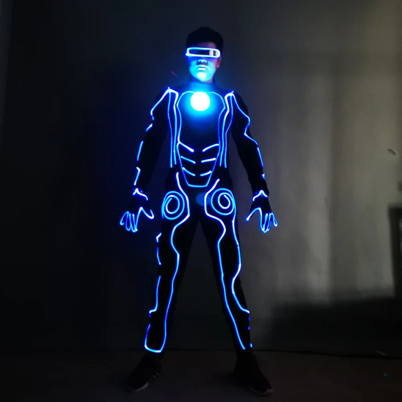

Men Party Stage Nightclub Bodysuit Hero Cosplay Suit Luminous Performance Glowing Dancer Wear Circus Clothes LED Costume Lights