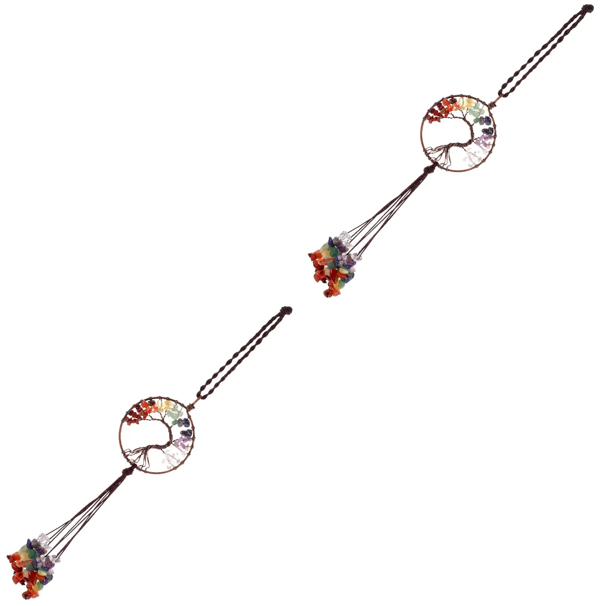 

2 Pieces Tree of Life Car Hanging Decoration Pendants Necklace Tassel for Metal Mirror Accessories Man Necklaces