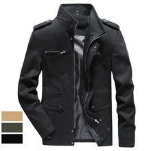  Men's Casual Jackets Solid Color Multi-pocket Spring Autumn Windbreaker Man Coats Washed Pure Cotton Outdoor Overcoats Outwear 