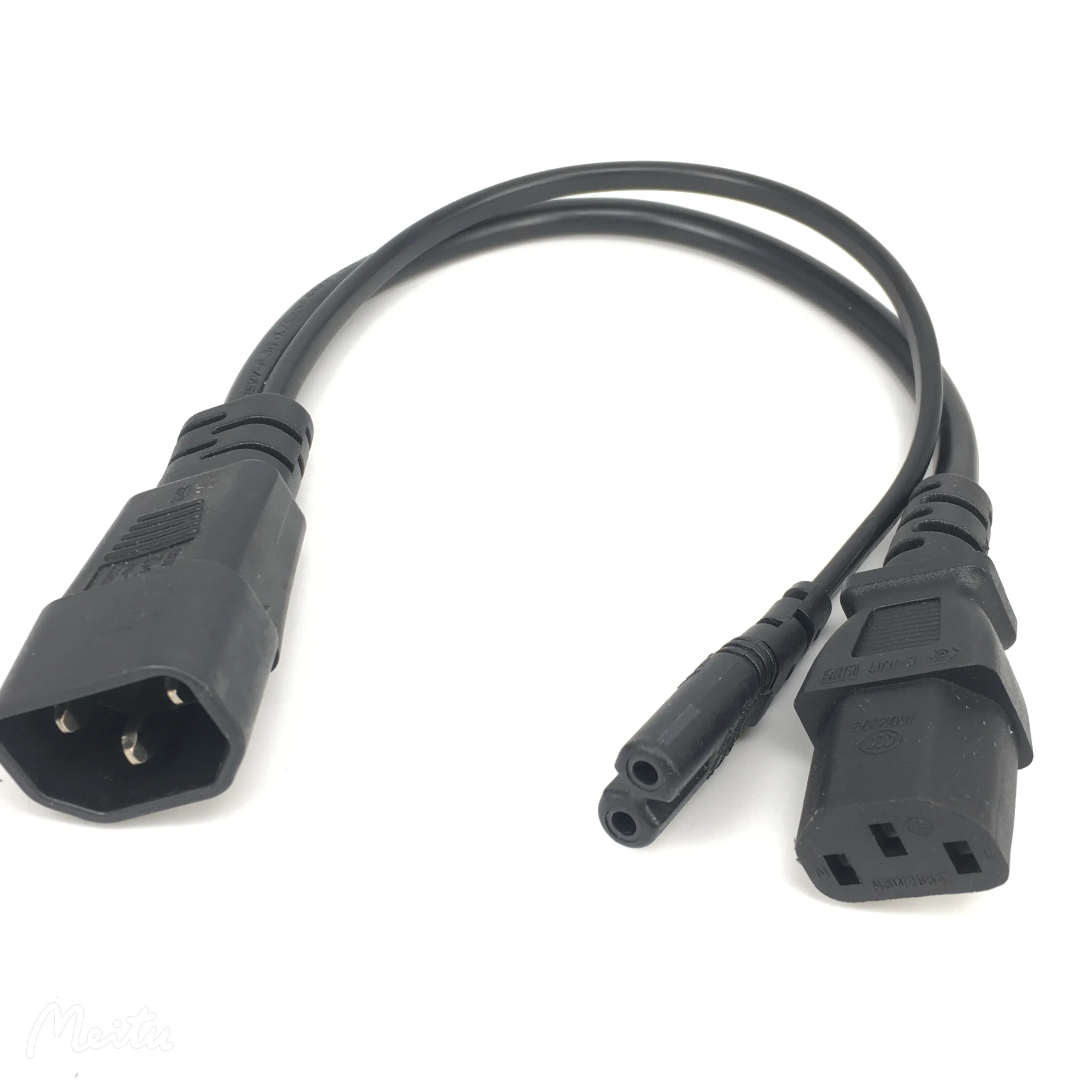 IEC320 C14 To IEC320 C13 + C7 Y Power Cord Splitter Cable Adapter for PC Monitor Scanner And Printer