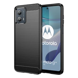 Sleek Carbon Fiber Silicone Back Cover - Moto G54 Global (Black)
