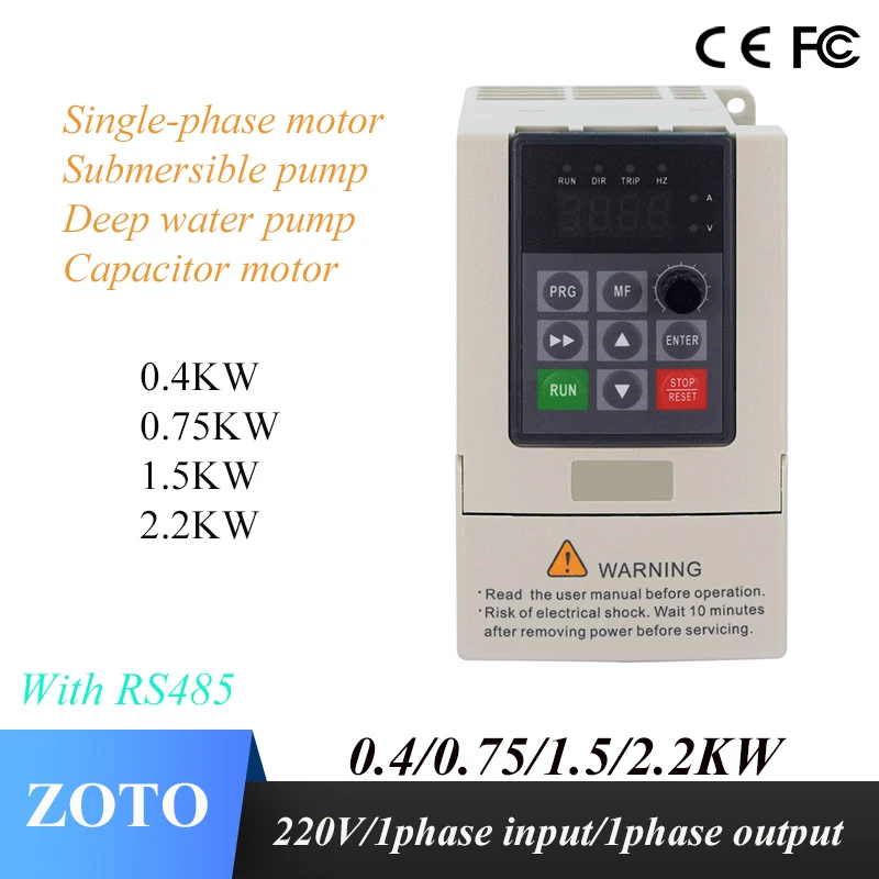 VFD 220V 0.4KW 0.75KW 1.5KW 2.2KW อินพุตเฟสเดียว 220V เอาต์พุตเฟสเดียว 220V Single-Phase Motor Speed Regulator CONTROLLER 1