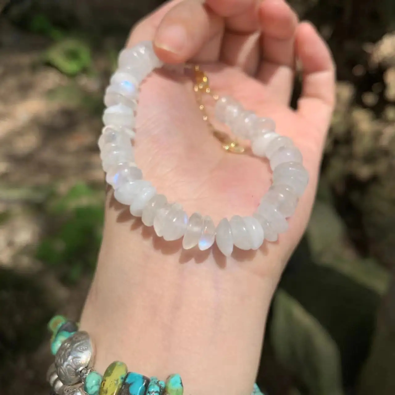 Irregular Natural Moonstone Beads Bracelet Blue Light  Jewelry Wholesale GEM Beads Healing Women Men Jewelry Gifts