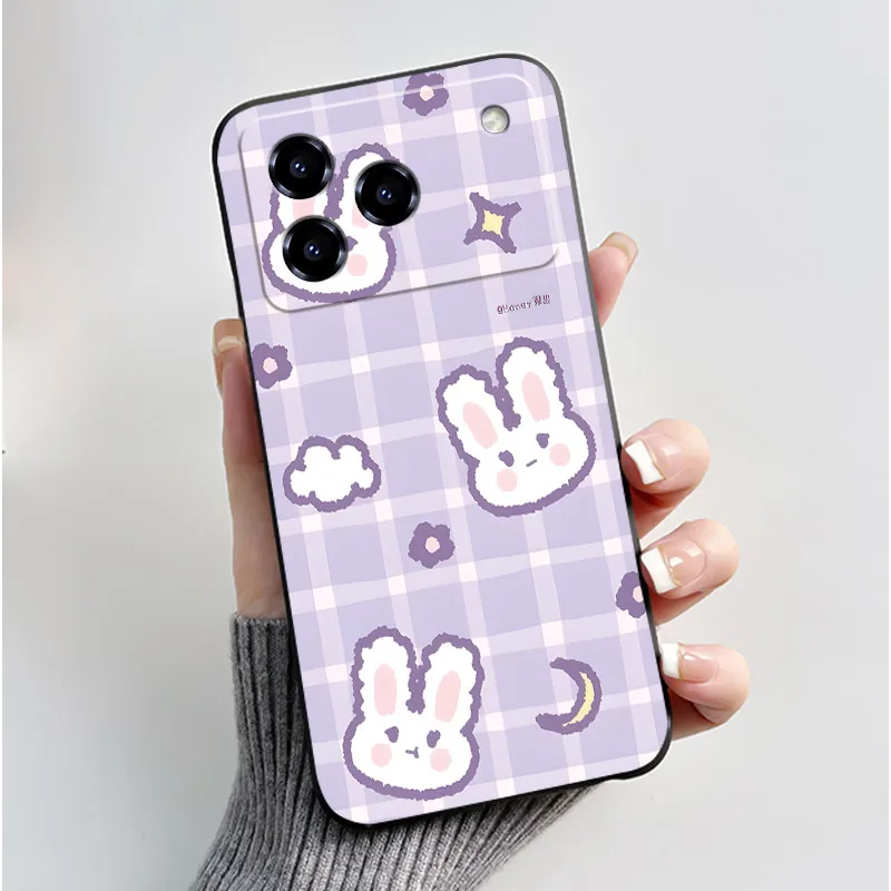 Cute Love Rabbit Cartoon Black Soft Silicone Protective Phone Case