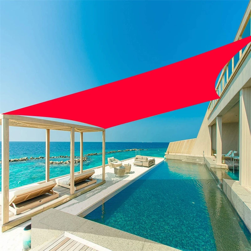 Description Picture 2 of itemRed Waterproof Sunshade Sail Anti-UV Polyester Fabric Outdoor Patio Sun Shelter Beach Camping Awning Garden Canopy Shading Cloth