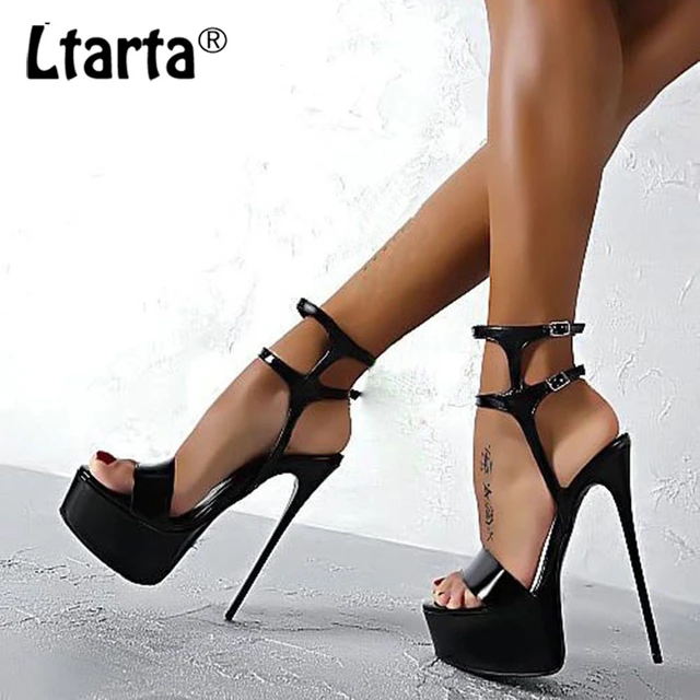 Las zapatos de mujer de moda 2019 sandalias verano para mujer tacón alto 16cm Sexy sandalia feminina de stripper zapatos mujeres Sandalias sandalias sandalias plataforma mujer zapatos 35-46 CWF _ - AliExpress Mobile