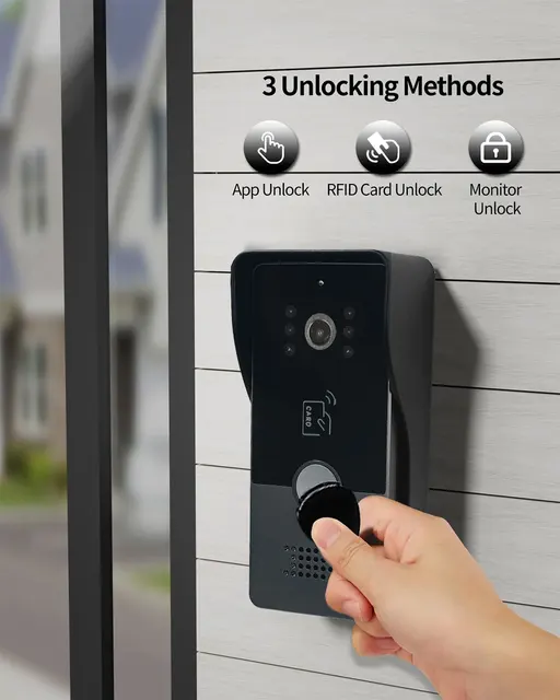 Two-Wire video Intercom System Tuya Wireless Wifi Video Intercom 1080P Video Doorphone 2PCS 7" Color Touch Screen Doorbell 5
