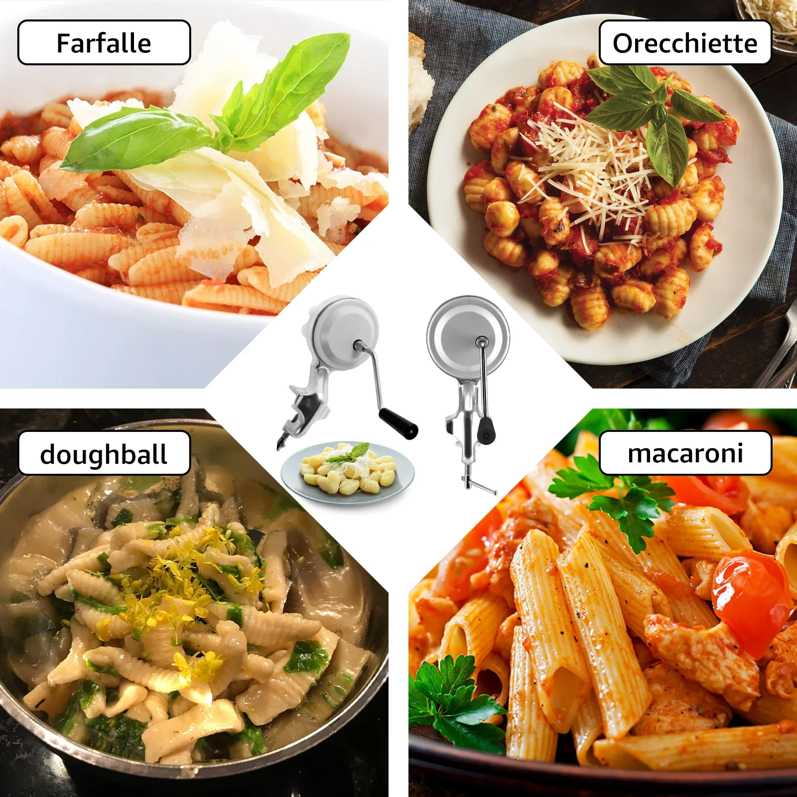Cavatelli Maker Machine Manual Macaroni Maker Aluminum Alloy Noodle Makers for Kitchen Portable Hand Cranking Pasta