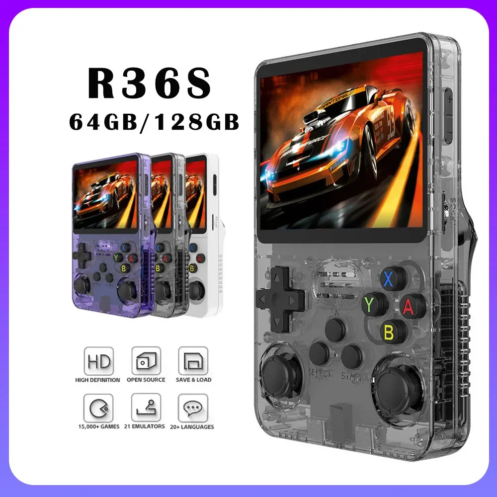 

R36S Handheld Video Game Console Retro Open Source Linux System 3.5 Inch IPS Screen R35s Portable Pocket Video Player 128GB Game