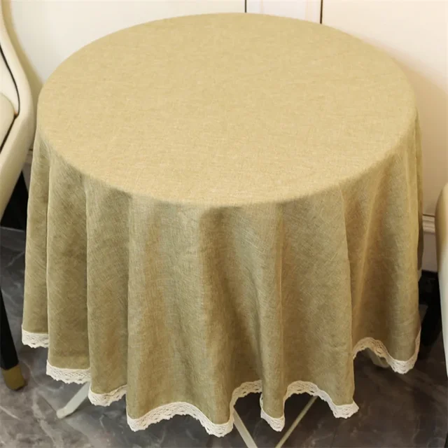 Tovaglia rotonda in lino impermeabile e antivegetativa per banchetti, feste, cene, matrimoni, tovaglie da cucina 5